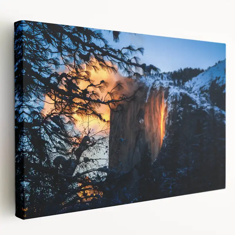 Best Seller Horsetail Fall Sunset Print – Yosemite National Park Winter Wall Art