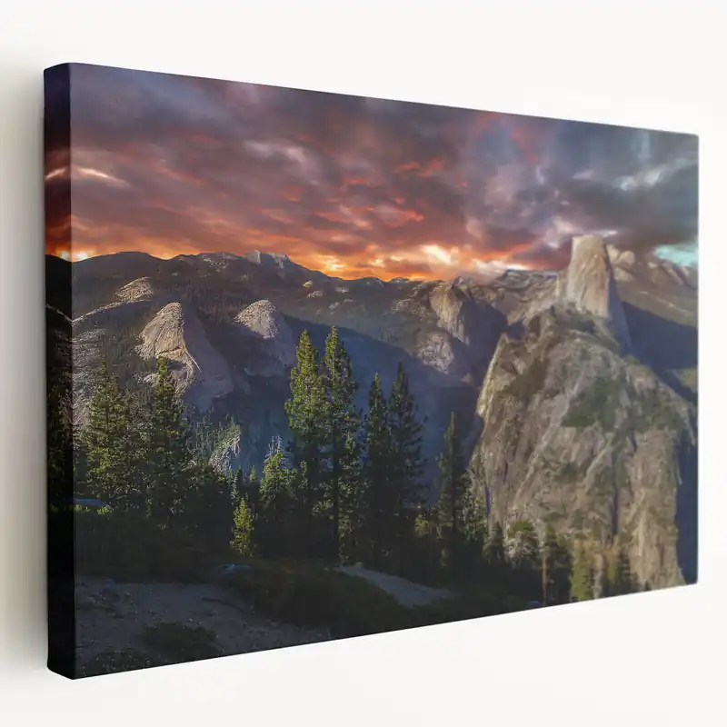 Yosemite Landscape Art – Half Dome and Sunset Overlook Canvas Print Place Order