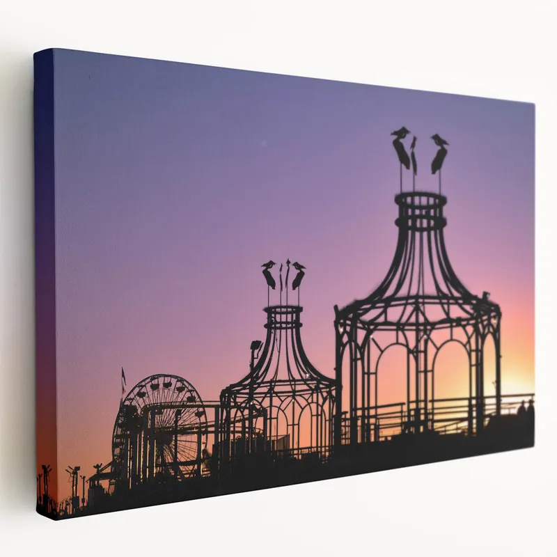 Santa Monica Pier Art - Scenic Silhouettes at Sunset Coastal Photography Certified