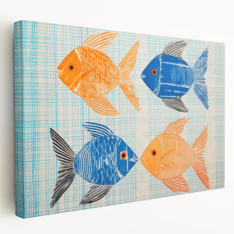 Trending Maximalist Wall Art – Vibrant Decor Featuring Colorful Fish Pattern