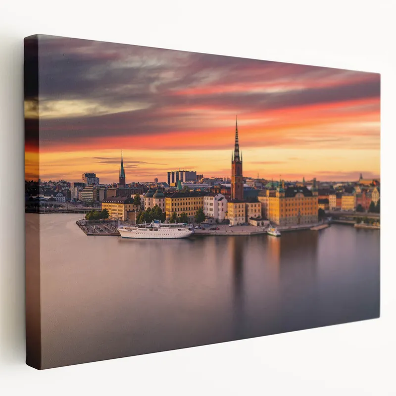 Stockholm Sunset Skyline – Stunning Wall Art of Stockholm on Canvas & Prints Limited Time