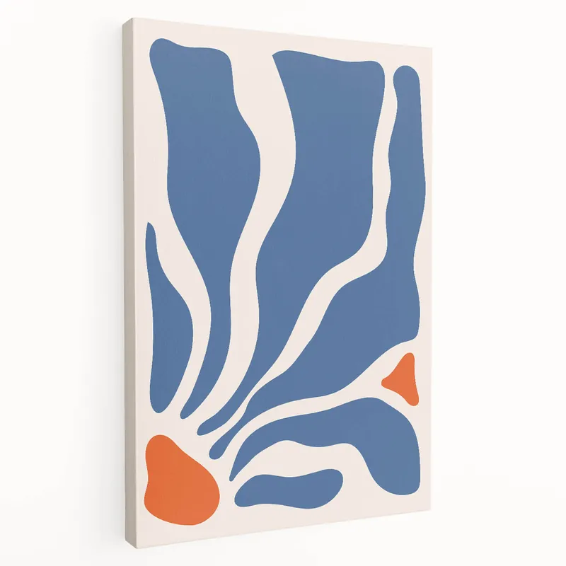 Bohemian Wall Art - Abstract Blue and Orange Boho Chic Canvas Print Reduced Price
