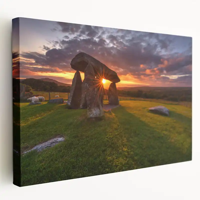 Welsh Sunset Dolmen - Wales Canvas Print, Scenic Wales Wall Art Fast Shipping