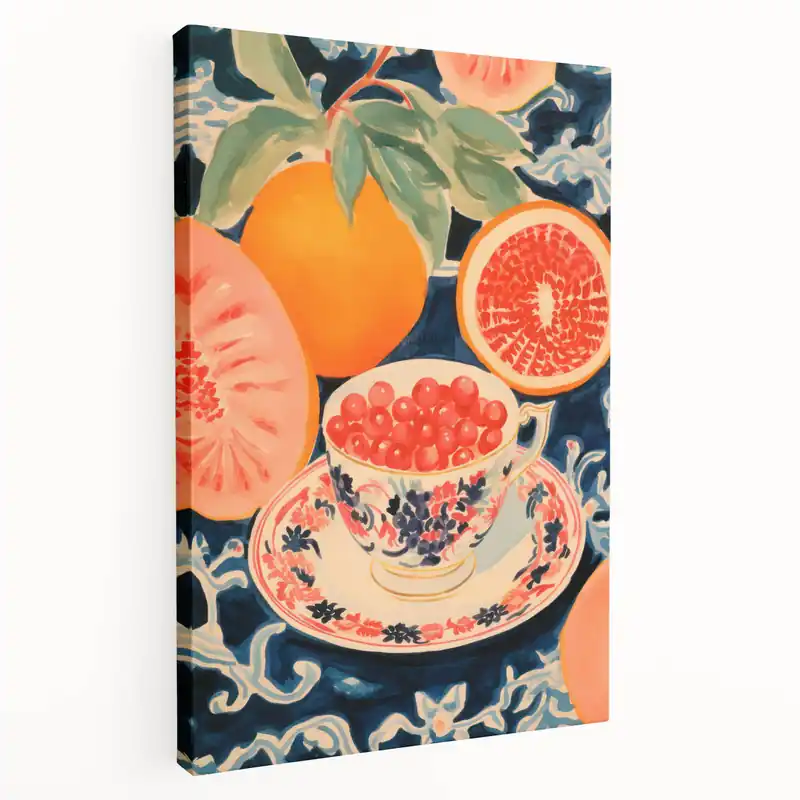 Maximalist Wall Art – Bold and Vibrant Fruit Still Life for Eclectic Decor Brand New