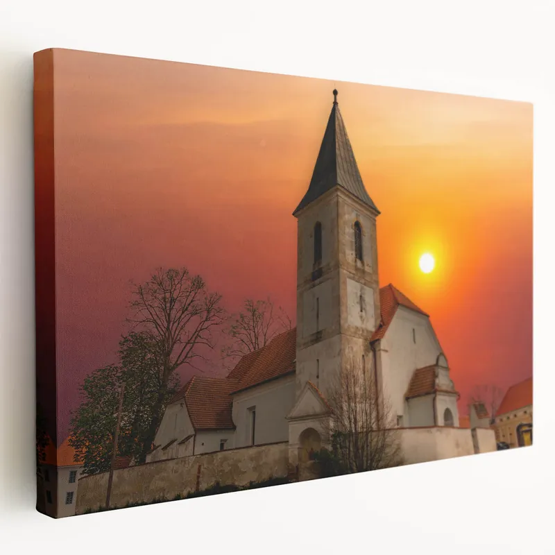 Missouri Scenic Church Wall Art - Rustic Sunset Kansas City Canvas Print Buy Direct