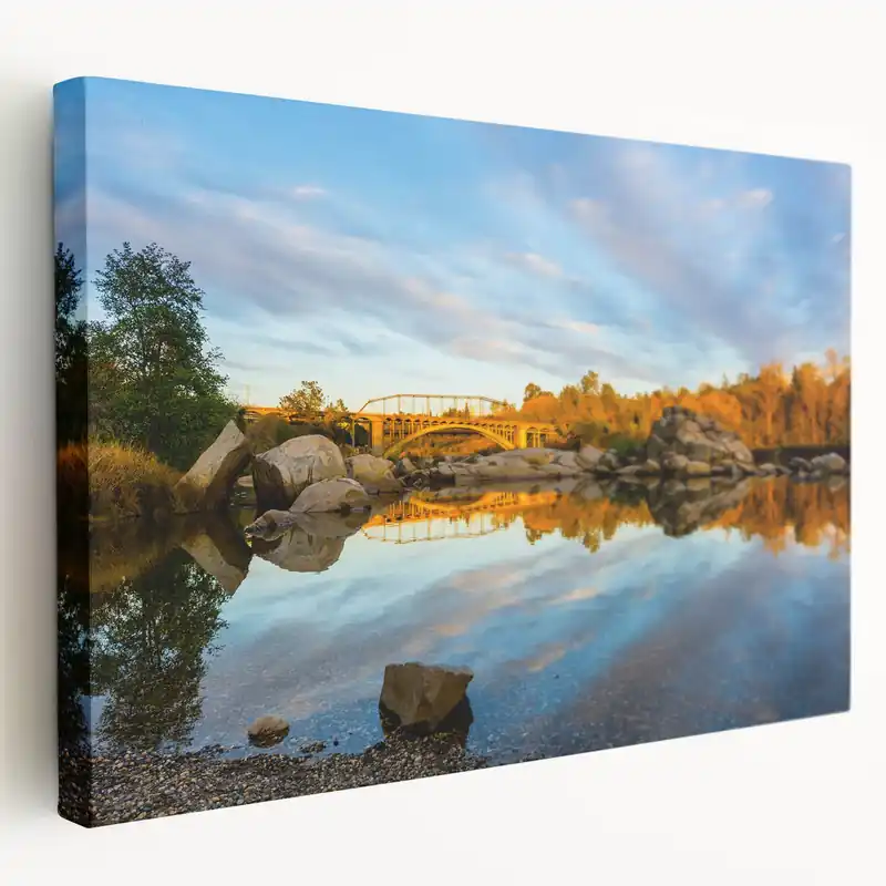 Genuine Stunning Sacramento Skyline with Bridge – California Capital Wall Art