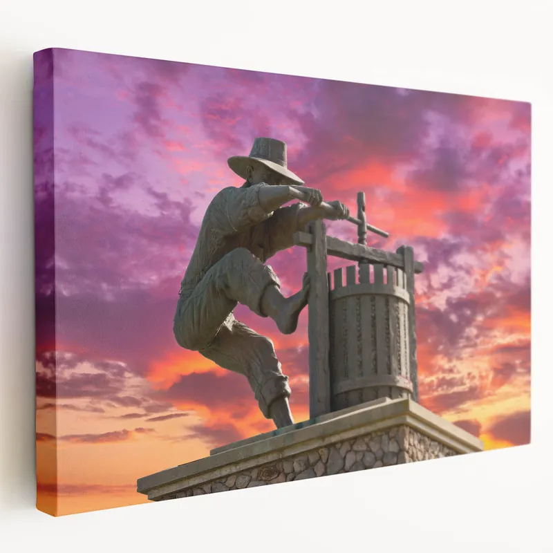 Authentic Winemaker Statue at Sunset – Napa Valley California Wine Country Wall Art