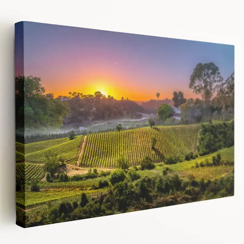 No Minimum Order Sunset Over Napa Valley Vineyards – Scenic Wine Country Wall Art