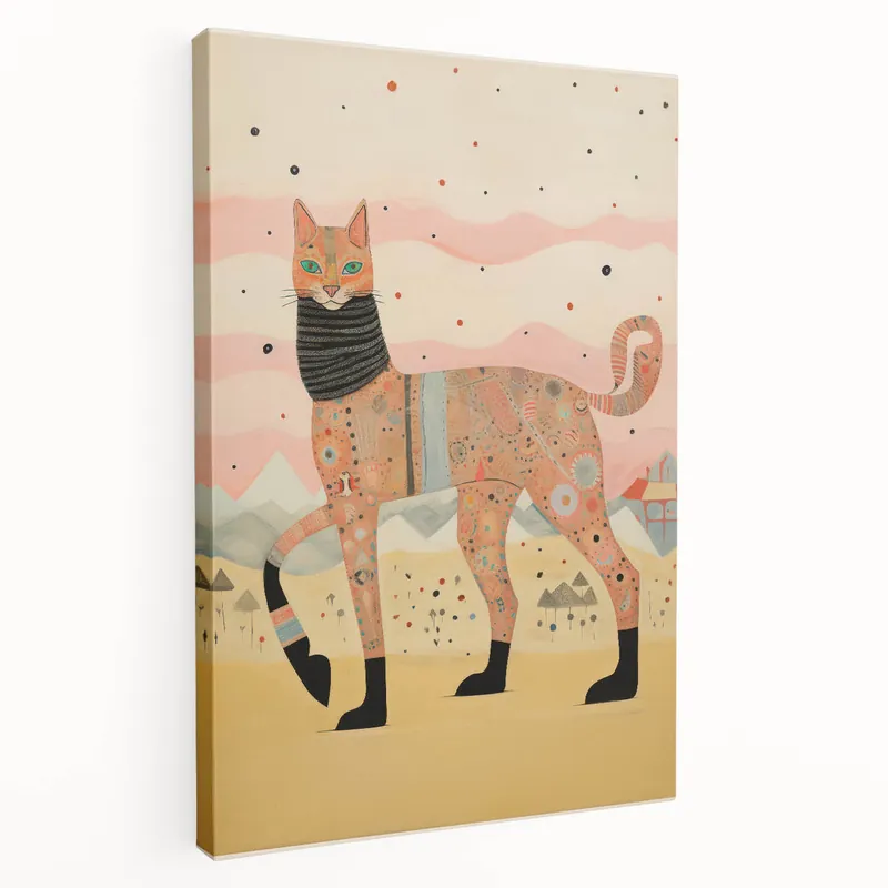 Authentic Abstract Electric Cat Canvas – Vibrant Modern Electric Art Print
