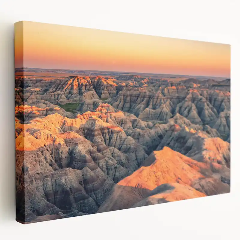 Badlands National Park Art - Sunset over Rugged South Dakota Landscape Money Back Guarantee