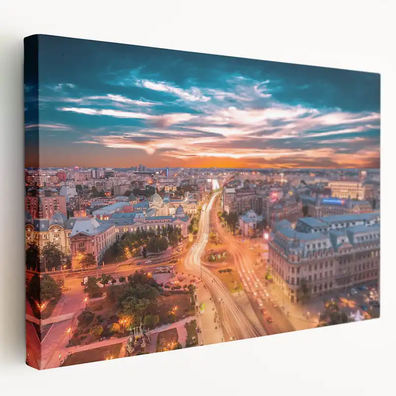 Wholesale Danube Delta Photography - Bucharest Cityscape at Sunset Print