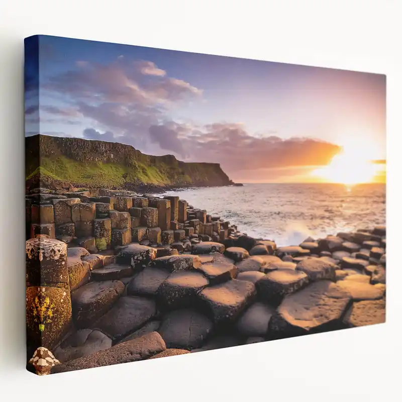Northern Ireland Photography – Giant's Causeway Coastal Sunset Art Free Returns