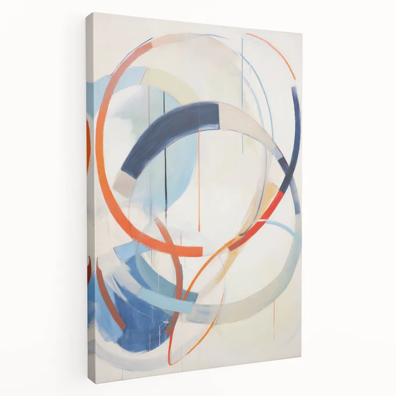 Electric Art Canvas - Dynamic Abstract Circles in Blue and Orange Big Sale