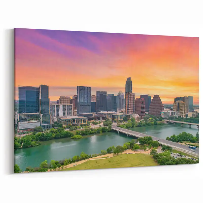 Austin Skyline Posters - Texas Cityscape at Sunset Austin Wall Art Direct From Manufacturer