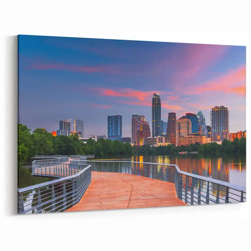 Austin Wall Art - Texas Skyline Sunset Pathway Austin Photography Decor Factory Price