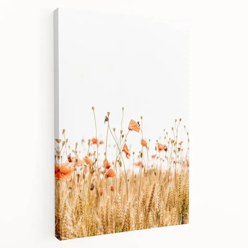 Farmhouse Wall Art - Poppies in Golden Wheat Field Rustic Style Print While Supplies Last