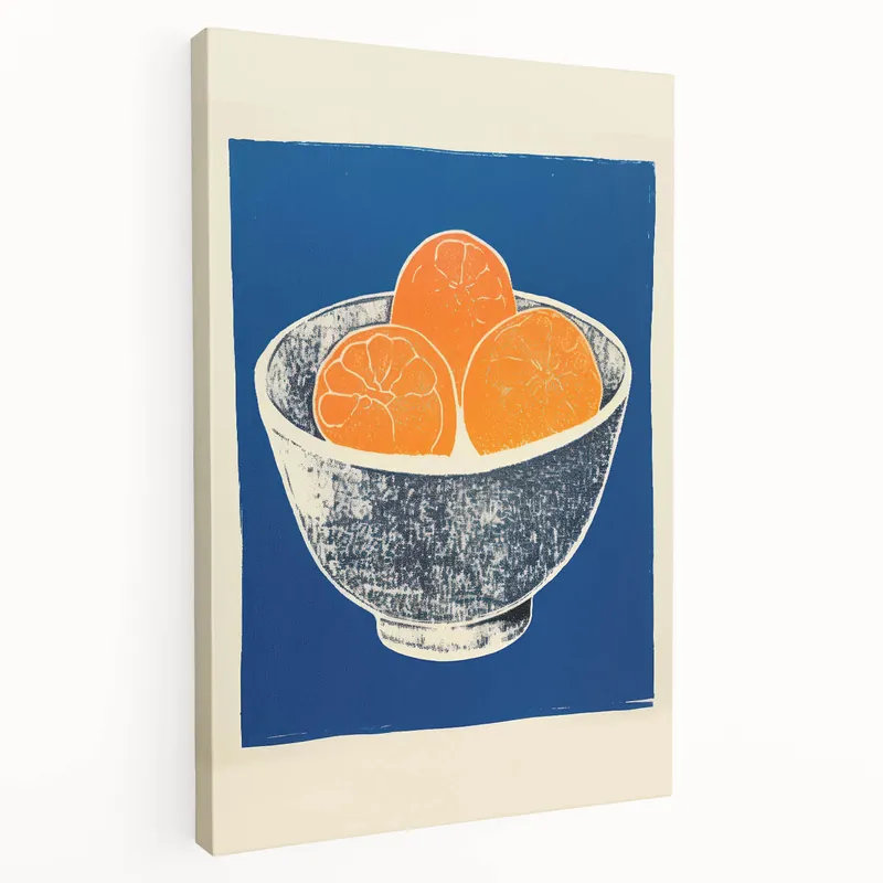 Vibrant Electric Bowl of Oranges Canvas - Modern Electric Decor High Quality