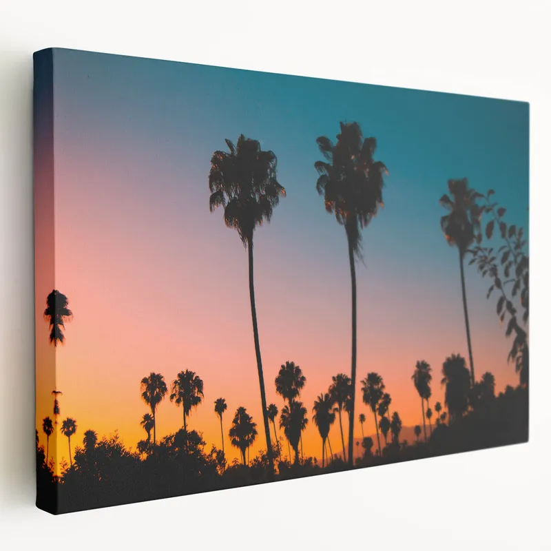 Reduced Price LA Sunset Palm Trees Art - Silhouetted Palms Against a Vibrant Sky