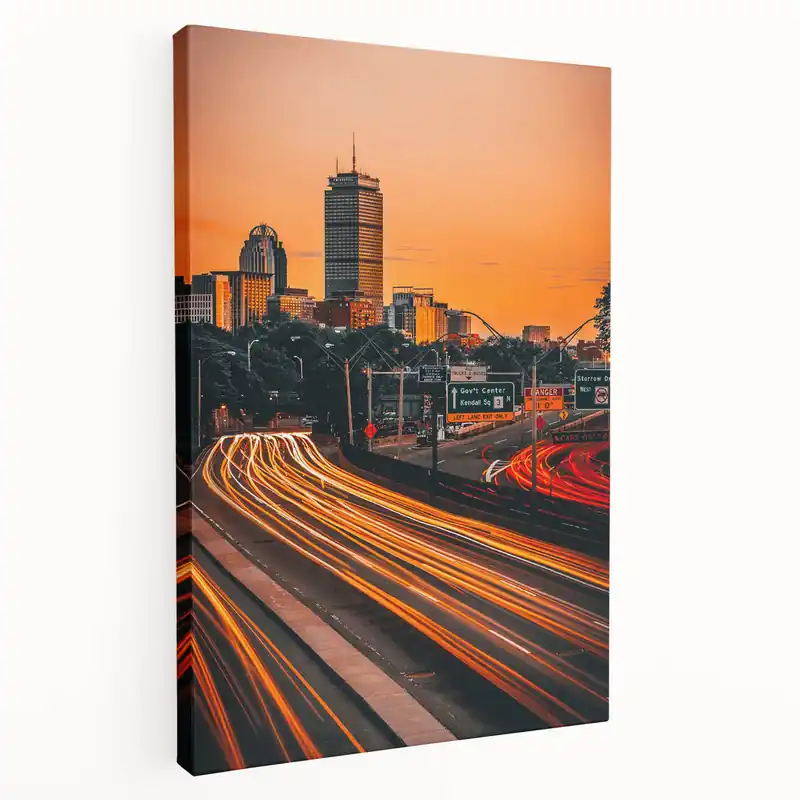 Top Pick Boston Sunset Traffic Lights – Vibrant Massachusetts Cityscape Wall Art