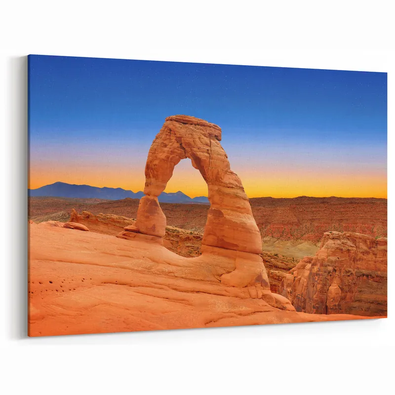 Warranty Included National Park Canvas Art – Delicate Arch at Dusk in Utah Scenic Print