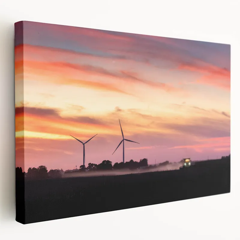 Don’t Miss Out Iowa Photography Art - Wind Turbines at Sunset Iowa Scenery Canvas Print