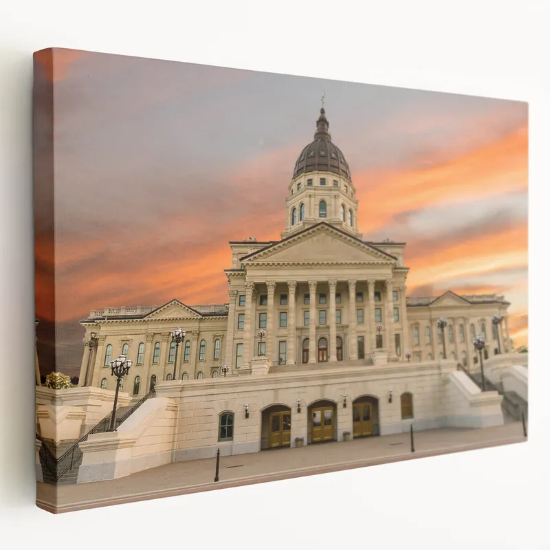Popular Kansas City Skyline Art - Kansas Capitol Building at Sunset Photography Print