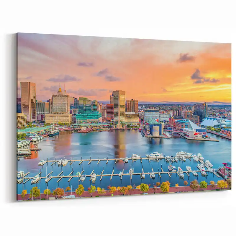 Instant Buy Annapolis Canvas Prints - Vibrant Cityscape at Sunset on Framed Art