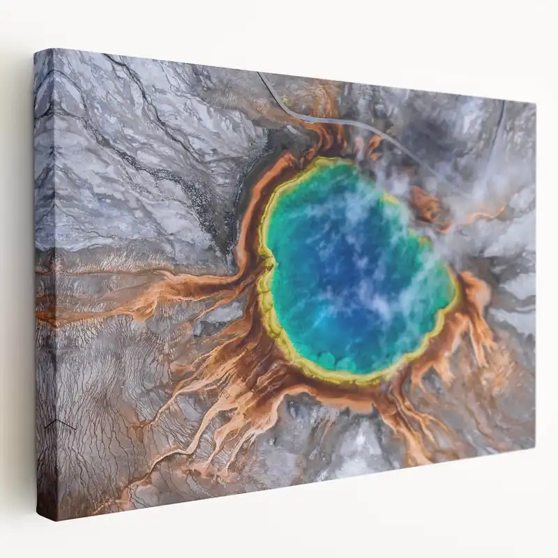 Money Back Guarantee Yellowstone Poster Prints – Aerial View of Grand Prismatic Spring Art