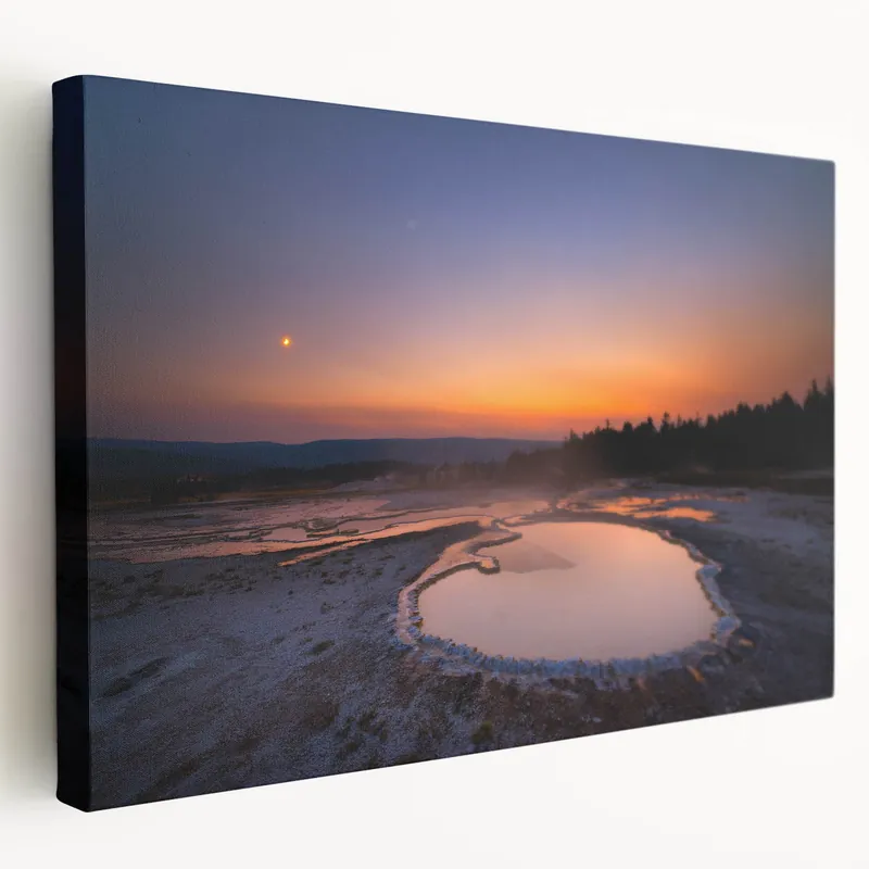 Yellowstone Photography – Sunset over Geysers Framed Art Print One Day Deal