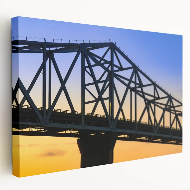 Indiana Landscape Art - Steel Bridge at Sunset Indiana Scenery Prints for Sale Exclusive Offer