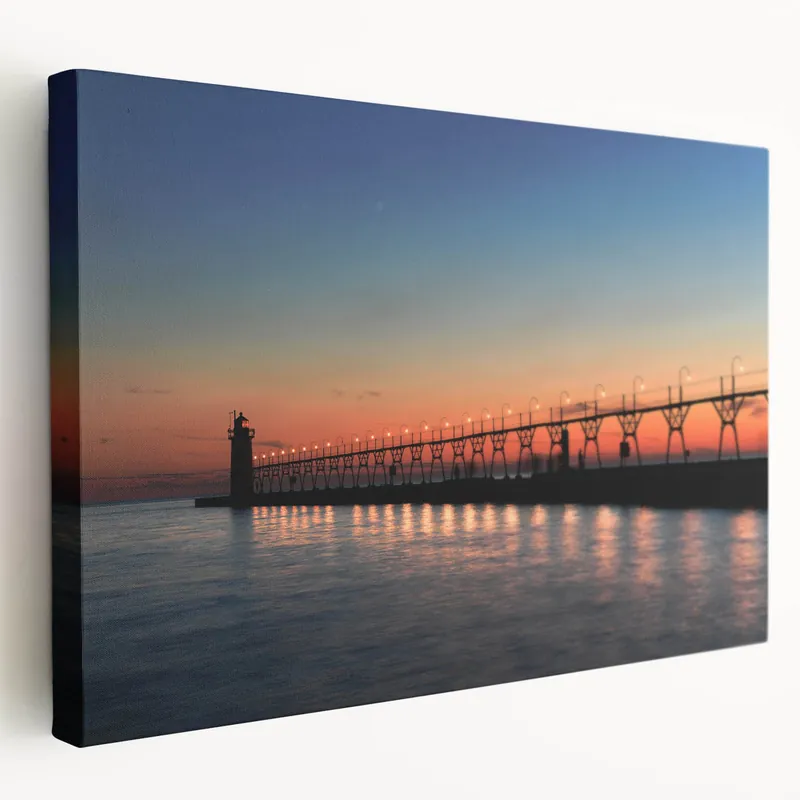 Lake Michigan Photography - Illinois Pier at Sunset Acrylic Print Price Drop