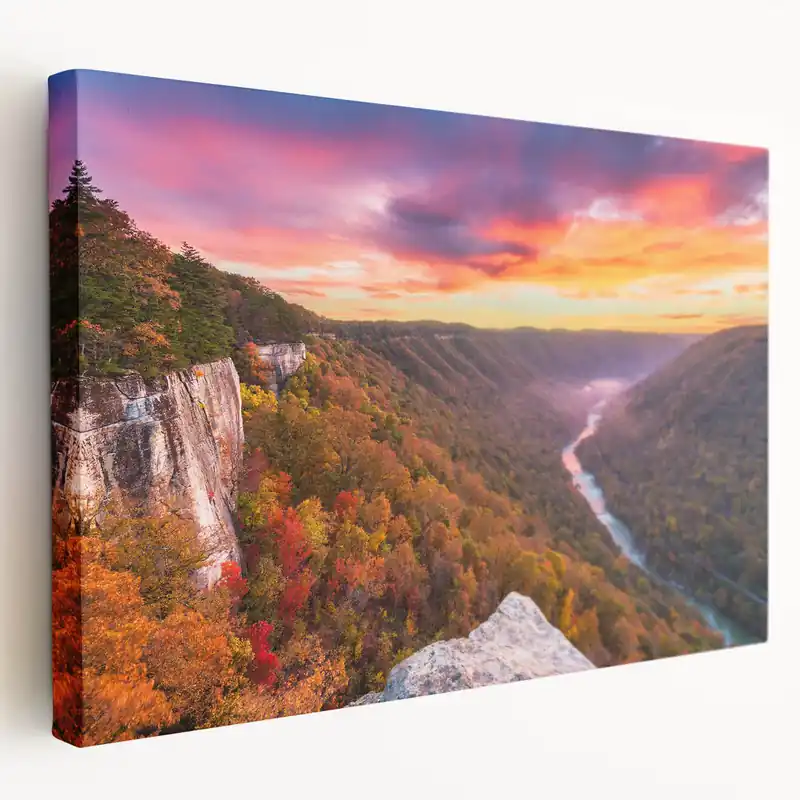 West Virginia Landscape Art - Vibrant River Valley Sunset Framed Prints Editor’s Pick