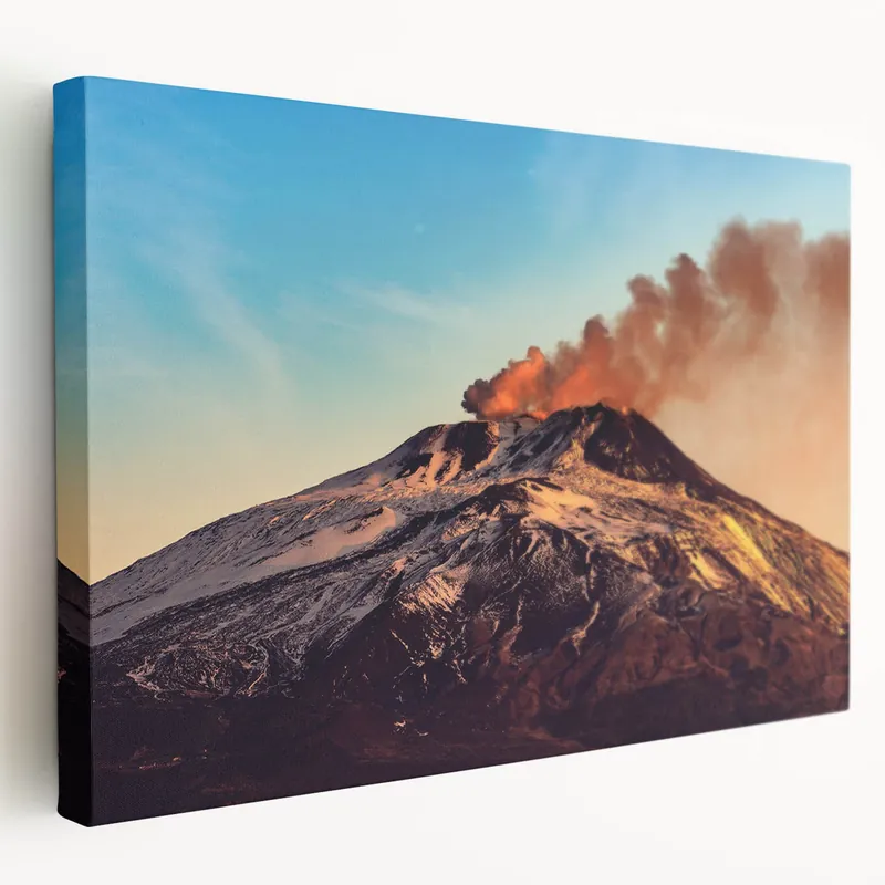 Volcanic Eruption Art - Fiery Mount Etna Acrylic Print in Vibrant Colors Price Drop