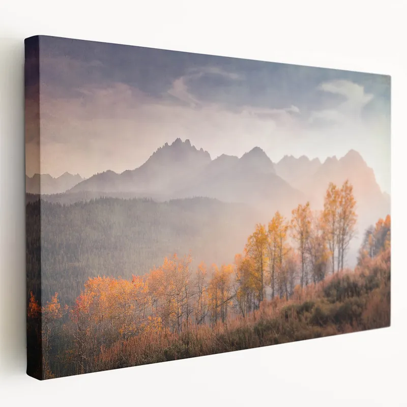 Idaho Wall Art - Misty Mountain Landscape with Autumn Foliage Reduced Price