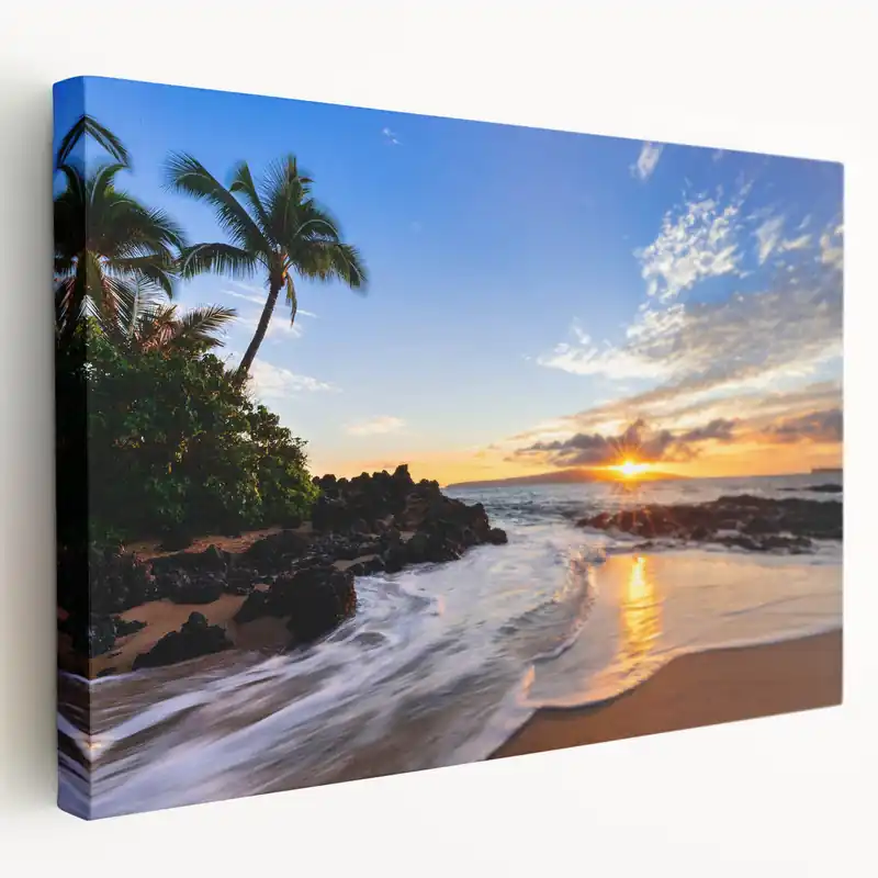 Tropical Canvas Art – Maui Beach Sunset Photography for Coastal Decor Special Offer
