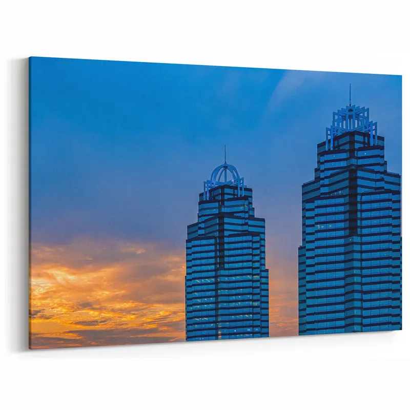 Sunset Atlanta Skyline Art - Iconic Towers with Vibrant Sky Wall Decor Weekend Sale