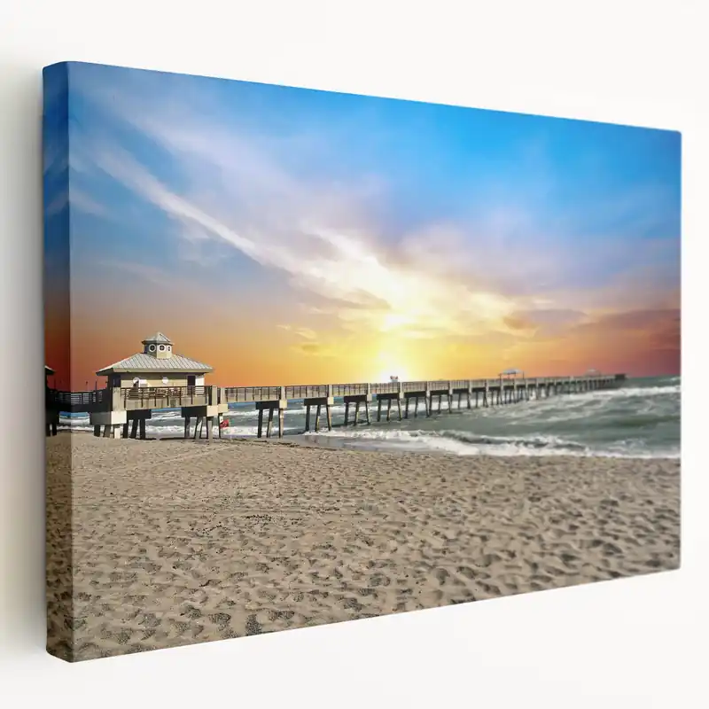 Special Discount Palm Beach Pier Art - Ocean View Florida Scenic Photography on Canvas