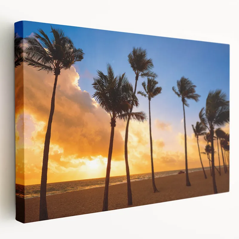 Fort Lauderdale Palm Trees Wall Art - Florida Sunset Canvas Print Direct From Manufacturer