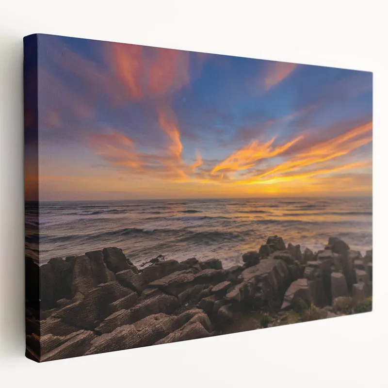 West Coast Sunset Art - New Zealand Coastal Landscape Canvas Print Today Only