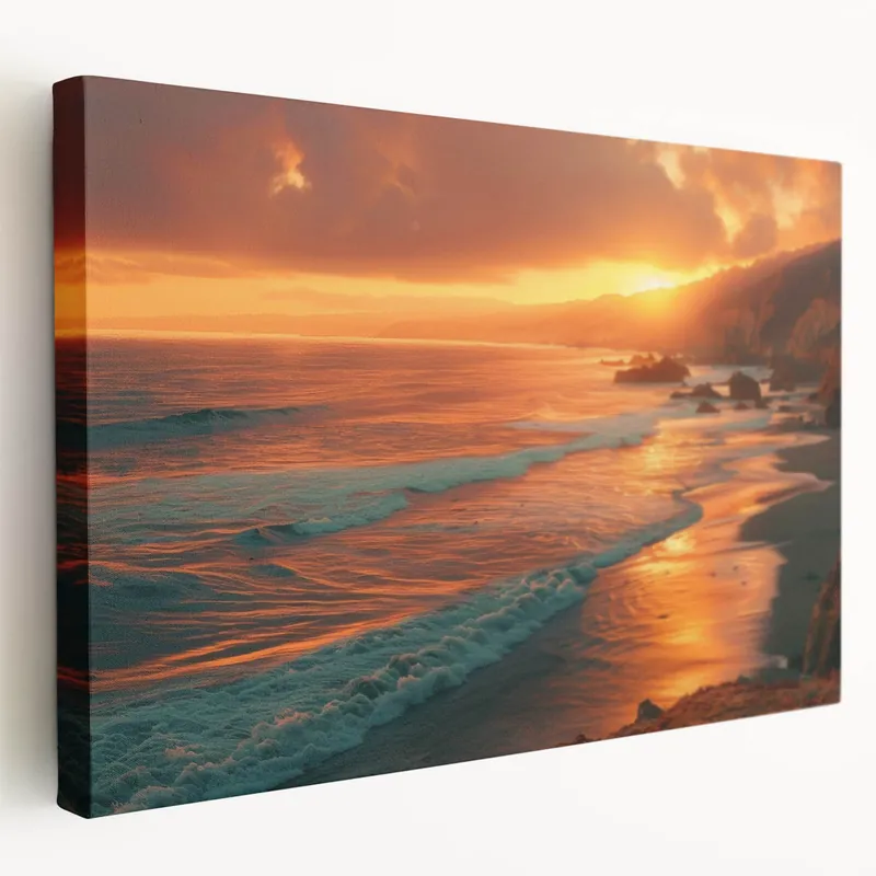 Mega Sale Golden Sunset over Big Sur Coastline – Captivating California Wall Art