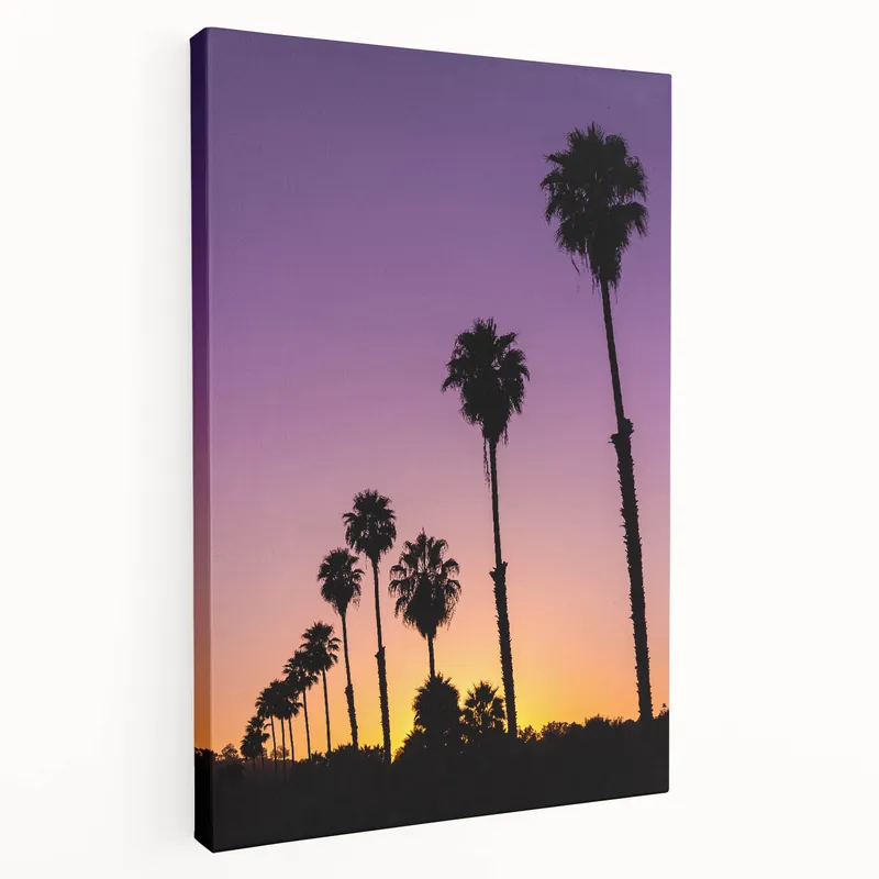 Purple Sky and Palm Trees Wall Decor Print - Beverly Hills Sunset Art Reduced Price