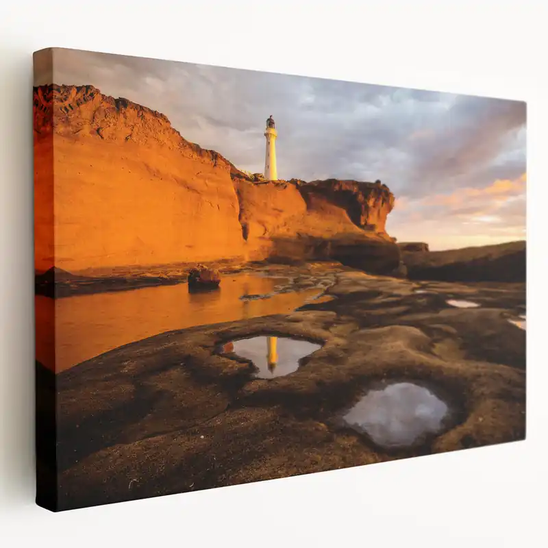 Latest Wellington Lighthouse Art – Scenic Sunset Coastal Print of New Zealand