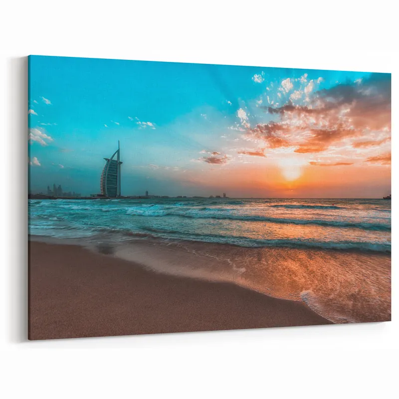 Burj Al Arab Sunset Canvas - Serene Dubai Coastal Skyline Wall Art New Arrival