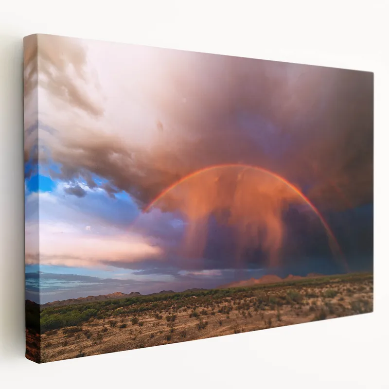 Buy Today Sonoran Desert Wall Art - Rainbow Over Arizona Desert Landscape