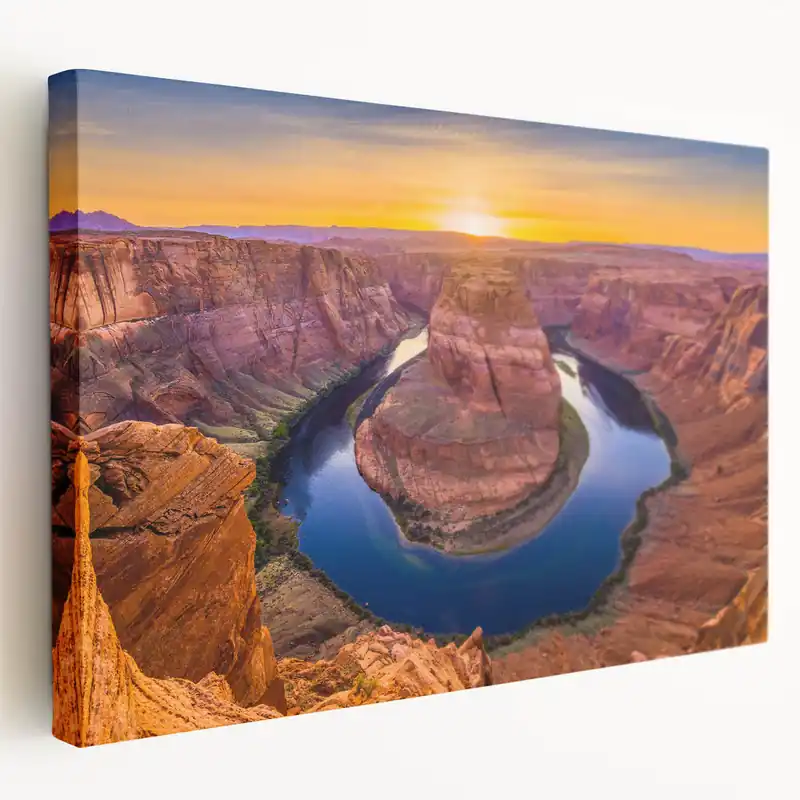 Southwest Nature Art - Scenic Horseshoe Bend Wall Art in Vibrant Sunset Brand New