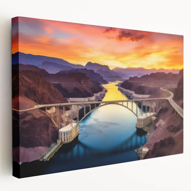 Arizona Sunset Landscape with Scenic Bridge - Glen Canyon Wall Art Wholesale
