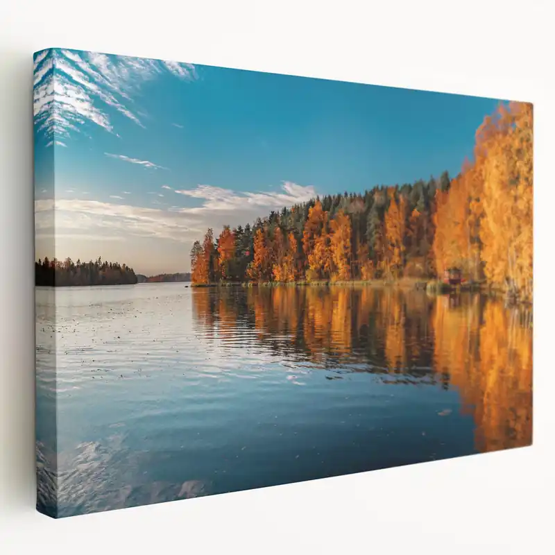Limited Time Finnish Nature Canvas - Stunning Autumn Lake in Finland Scenic Art