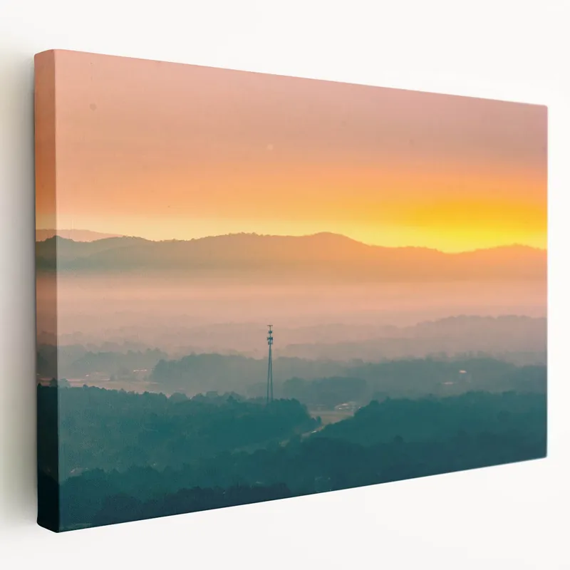 Ozark Mountains Art - Misty Sunrise Over Rolling Hills Scenic Landscape Direct From Factory