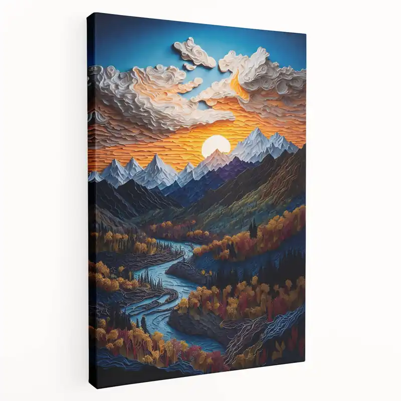 Vibrant Sunset and Mountain Landscape Wall Print - Denali Wilderness Art Final Sale