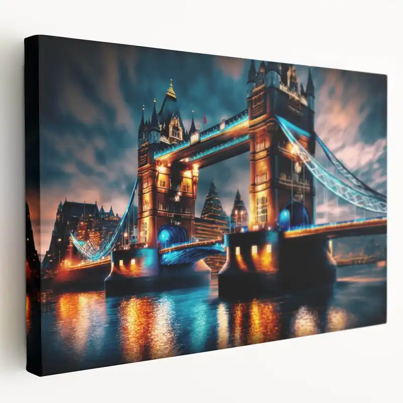 Thames Canvas Prints - Tower Bridge in Electric Night Lights Premium
